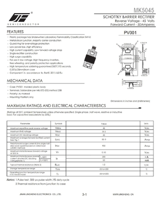MK3045 30A 45V Solar Diode in Planar Structure for Solar Module Used in PV Box